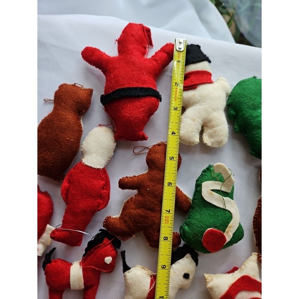 14 Vintage Felt Christmas Ornaments PRIMITIVE Plush HANDMADE Hand Crafted B - Picture 8 of 8